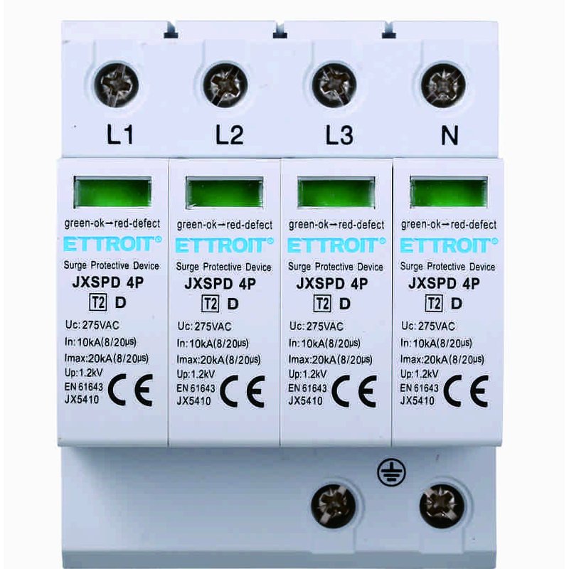 foto del prodotto scaricatore di sovratensione 220v t2 4p 275v 10ka occupa 4 moduli din