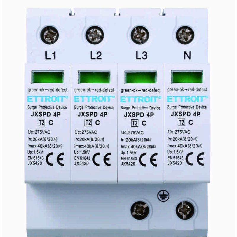 foto del prodotto scaricatore di sovratensione 220v t2 4p 275v 20ka occupa 4 moduli din