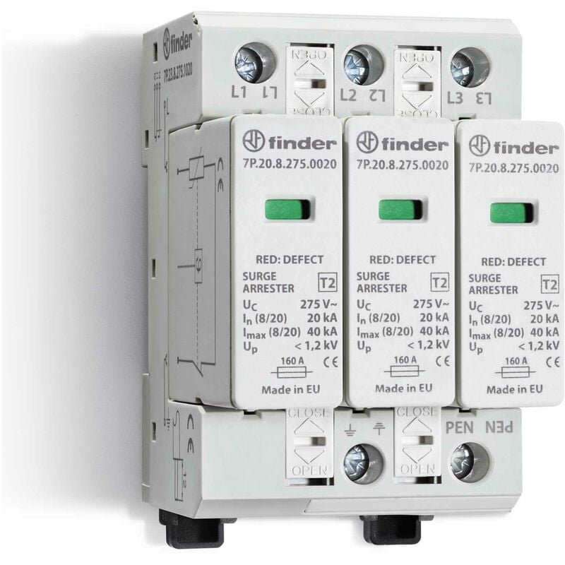 foto del prodotto scaricatore di sovratensione spd tipo 2 finder per sistemi fotovoltaici