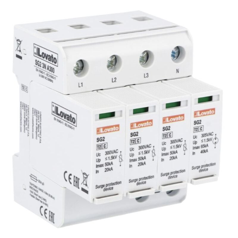 foto del prodotto scaricatore sovratensione lovato tipo 2 20ka 3p n a cartucce sg23na300