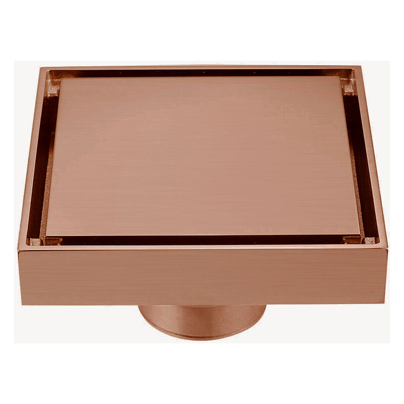 foto del prodotto scarico a pavimento quadrato - oro rosa spazzolato