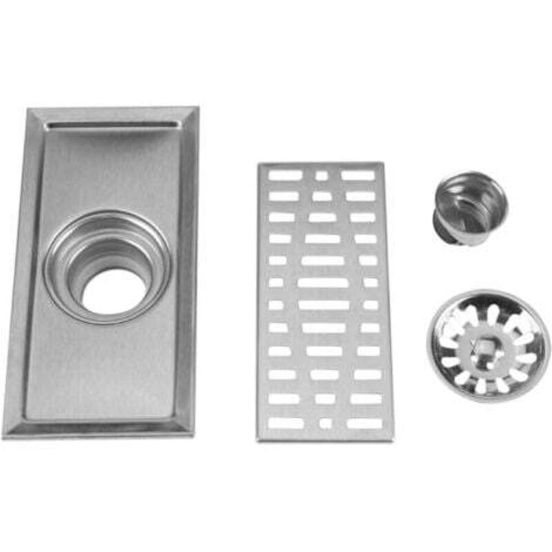 foto del prodotto scarico a pavimento rettangolare in acciaio inox da 20 x 10 cm per doccia da bagno, griglia per rifiuti da cucina