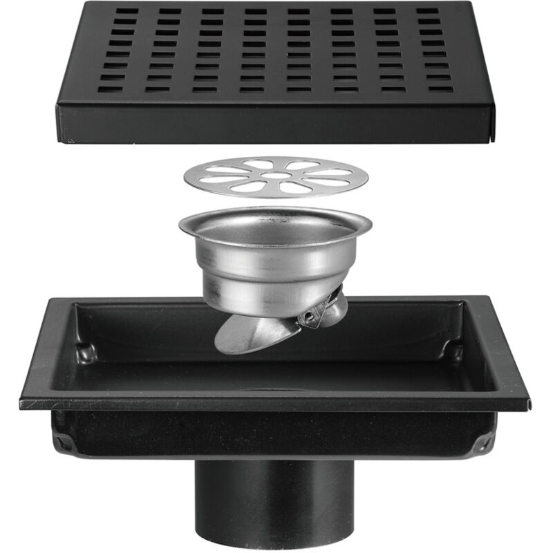 foto del prodotto scarico a pavimento scarico a pavimento in acciaio inossidabile doccia bagno scarico a pavimento deodorante a reticolo quadrato di grande cilindrata