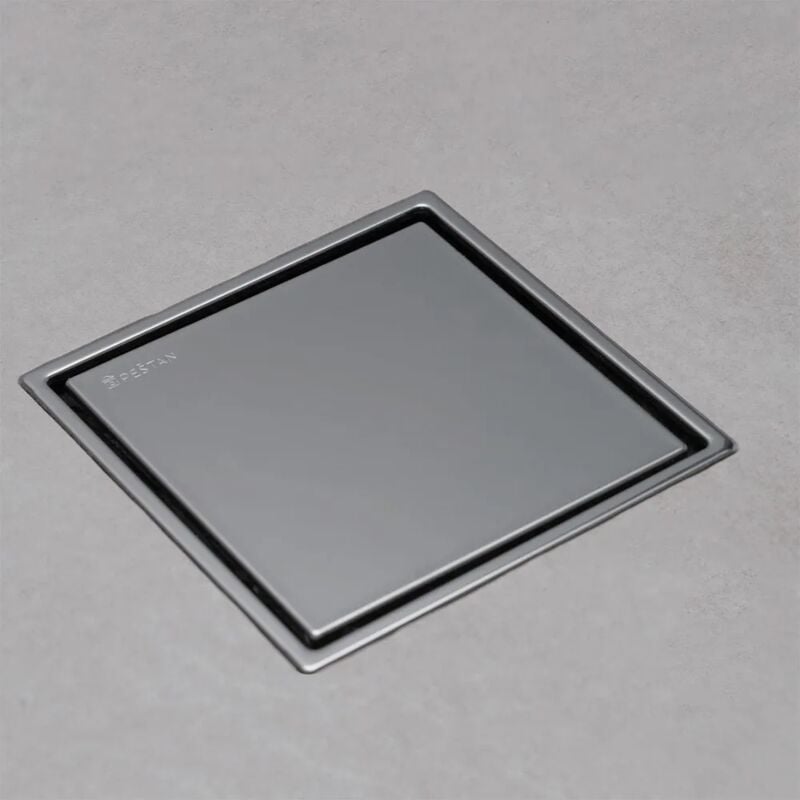 foto del prodotto scarico doccia a pavimento 15x15 cm con canalina quadrata e sifone acciaio inox cromato