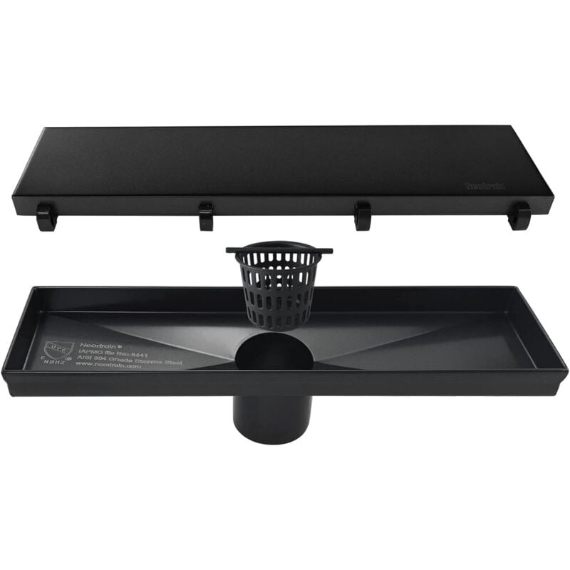 foto del prodotto scarico doccia lineare da 30 cm - con inserto 2 in 1 piatto e in ceramica, scarico doccia rettangolare in acciaio inox 304, scarico doccia a