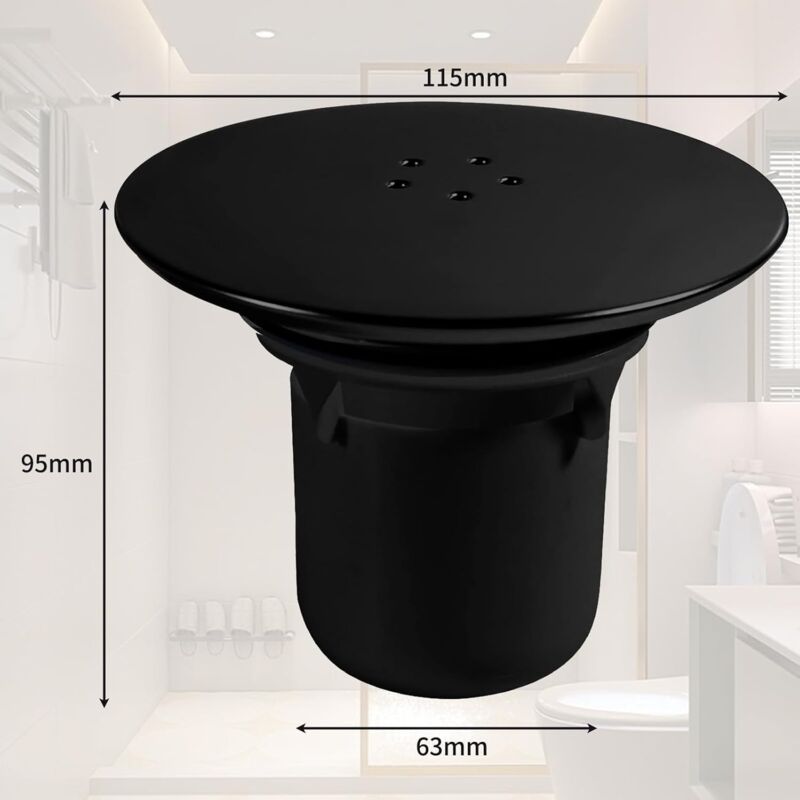 foto del prodotto scarico doccia, scarico doccia nero 90mm 115mm, copertura universale cromata per scarico doccia, sostituzione della copertura del sifone doccia,