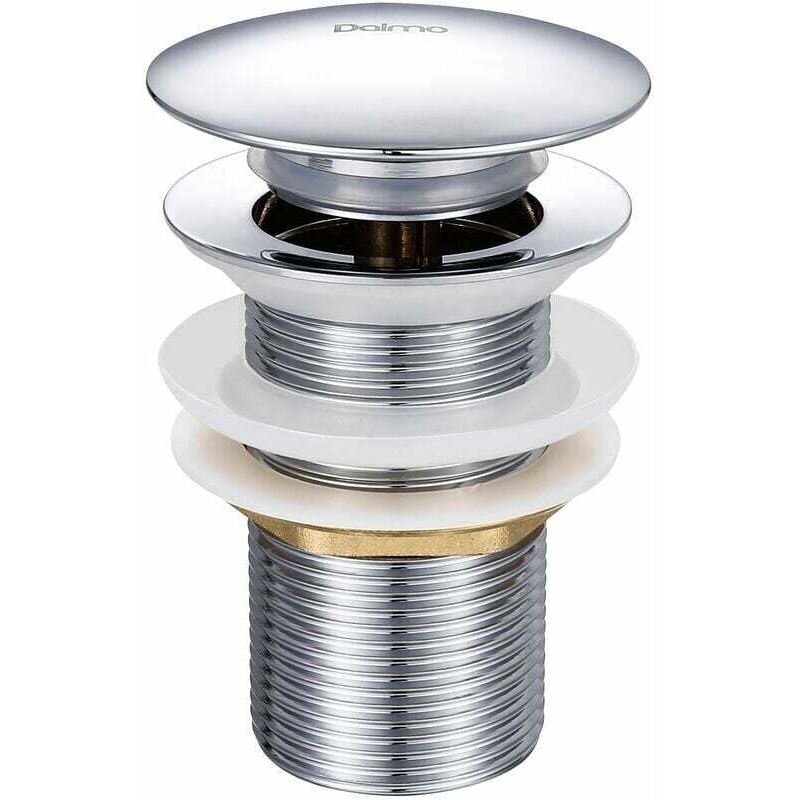 foto del prodotto scarico per lavabo a scomparsa senza troppopieno, scarico con valvola push open per lavabo in ottone, cromato g 1 1 4 ddtp01ty