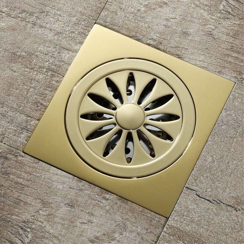 foto del prodotto scarico per pavimento del bagno in rame dorato quadrato rotondo da 4'