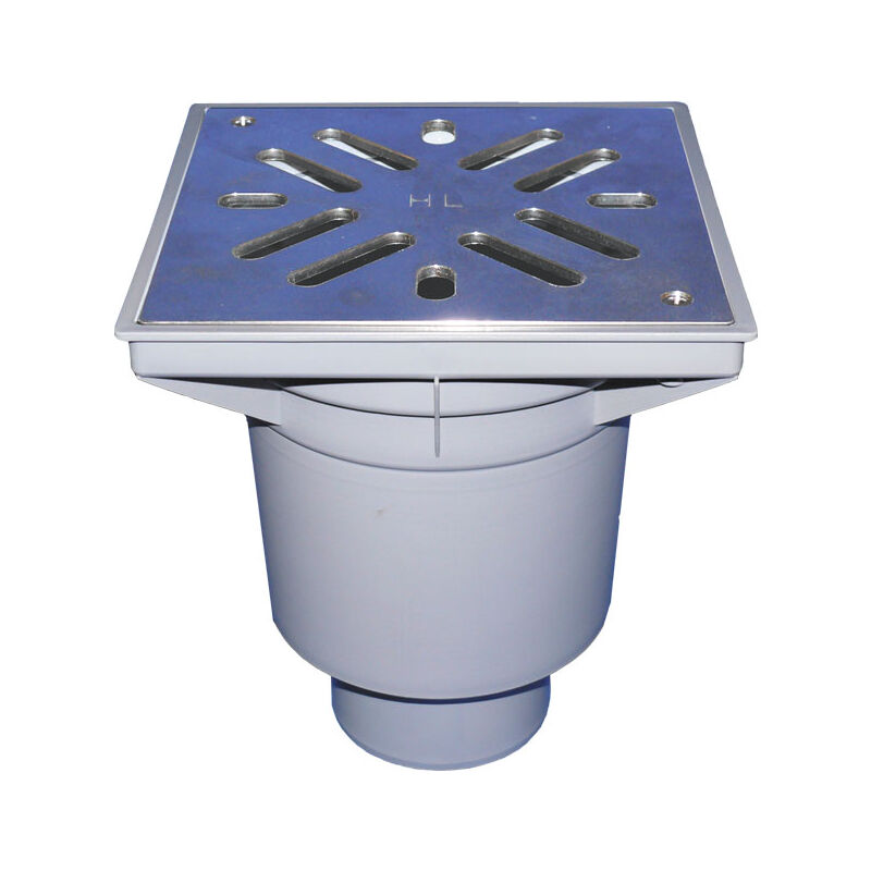 foto del prodotto scarico verticale 'perfekt' dn160, portagriglia plastica 244x244mm, griglia inox 226x226mm, raccoglisporco, dispositivo antiodor