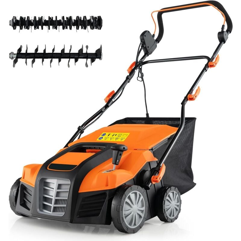 foto del prodotto scarificatore 2 in 1 per prato, 15a decespugliatore per prato da 41 cm, con regolazione dell altezza e della profondit , erbicida pieghevole con