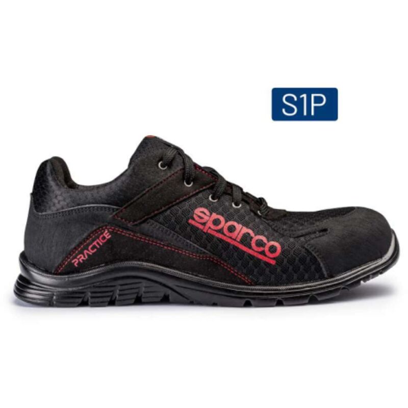 foto del prodotto scarpa practice nigel calzatura di sicurezza bassa s1p n.41 ultra leggera in mesh 3d traspirante e microfibra nero nero 41 sparco