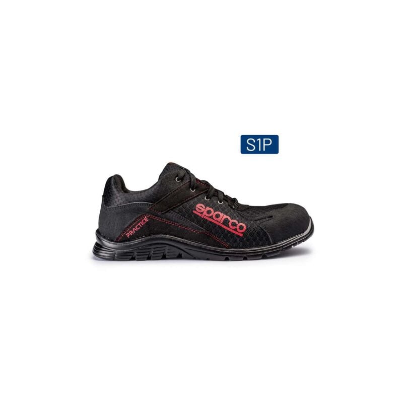 foto del prodotto scarpa practice nigel calzatura di sicurezza bassa s1p n.47 ultra leggera in mesh 3d traspirante e microfibra nero nero 47 sparco