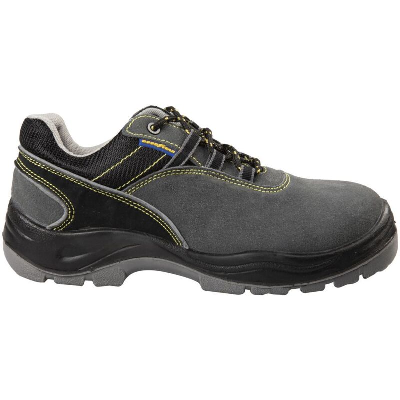 foto del prodotto scarpe antinfortunistiche con metallo s1p in pelle scamosciata colore nero e grigio taglia 48 goodyear