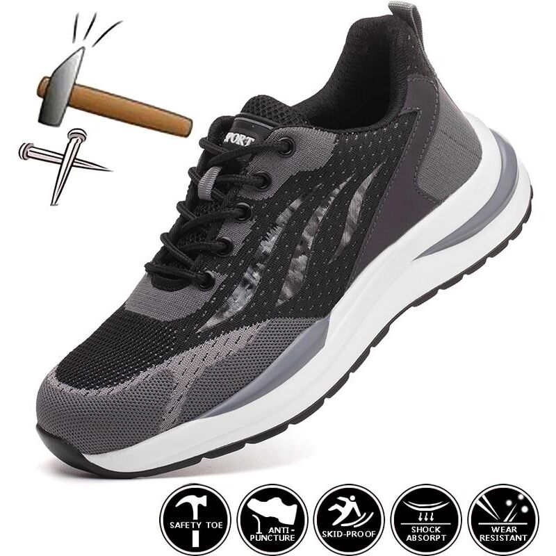 foto del prodotto scarpe antinfortunistiche da ginnastica con punta in acciaio per uomo, scarpe da ginnastica da lavoro leggere a prova di foratura, calzature da