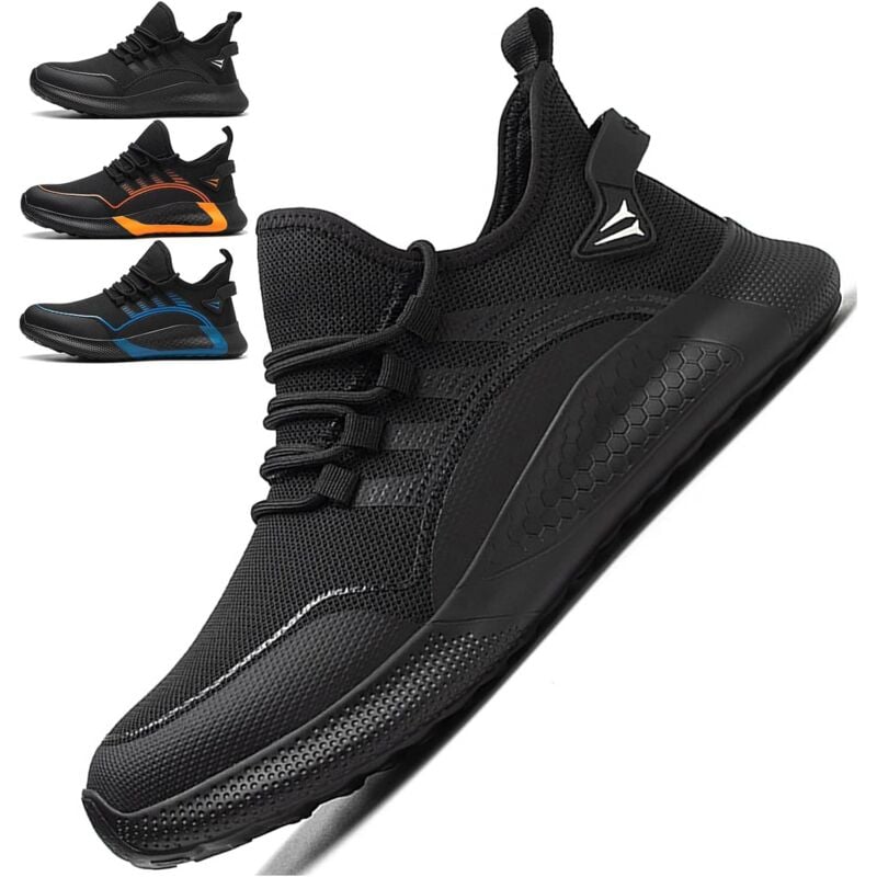 foto del prodotto scarpe antinfortunistiche da uomo e da donna con puntale in acciaio, leggere, comode, antiurto e antiperforazione, nere, 43