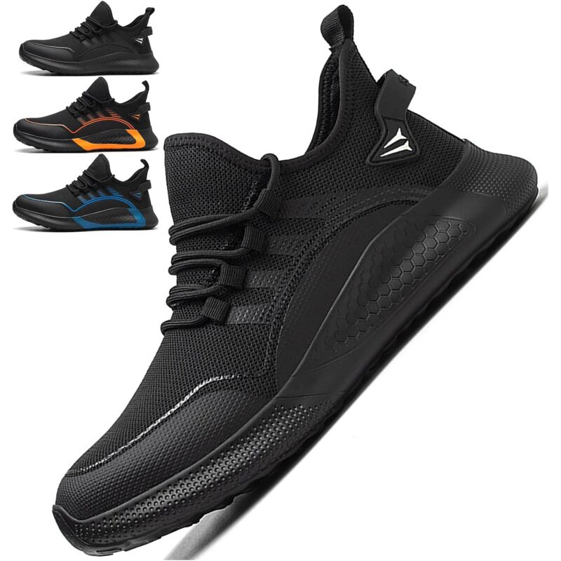 foto del prodotto scarpe antinfortunistiche da uomo e da donna con puntale in acciaio, leggere e comode, resistenti agli urti e alle forature, nere, 48