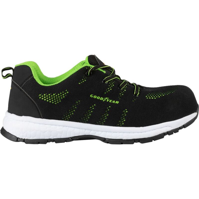 foto del prodotto scarpe antinfortunistiche metal free in tessuto nero e verde s1p numero 41 goodyear