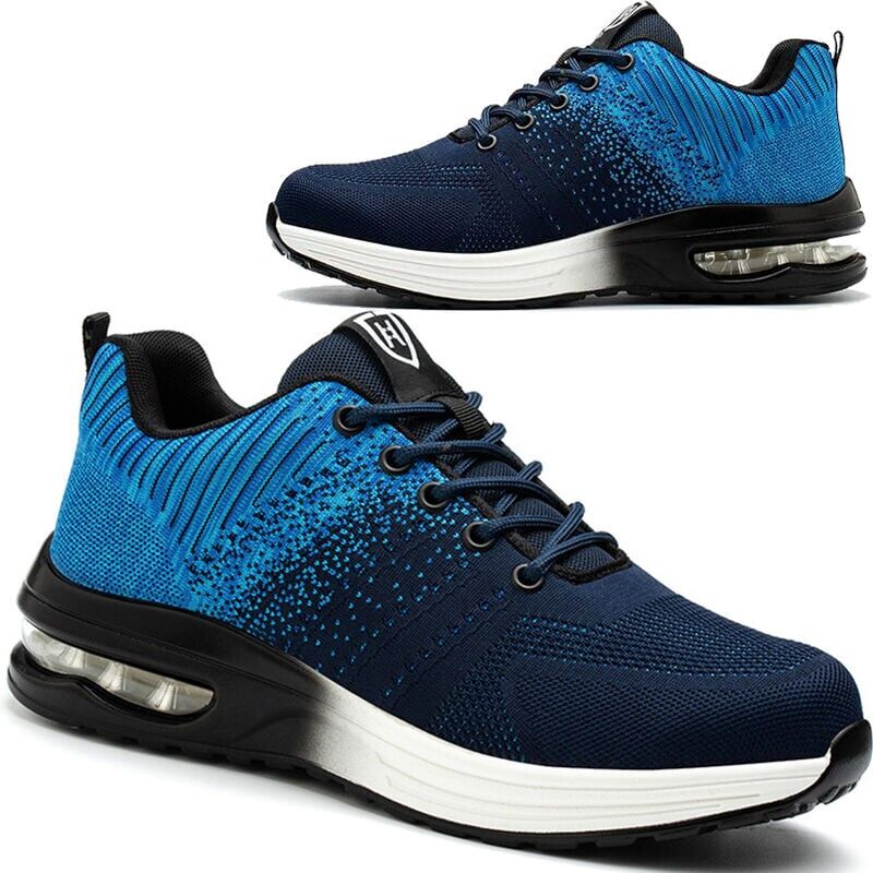 foto del prodotto scarpe antinfortunistiche per uomo e donna, leggere, traspiranti, comode, con puntale in acciaio, blu taglia 38