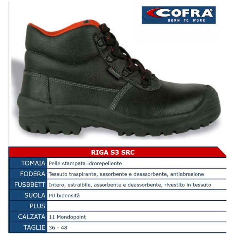 foto del prodotto scarpe antinfortunistiche riga alta in pelle s3 src linea first protettiva 45 cofra