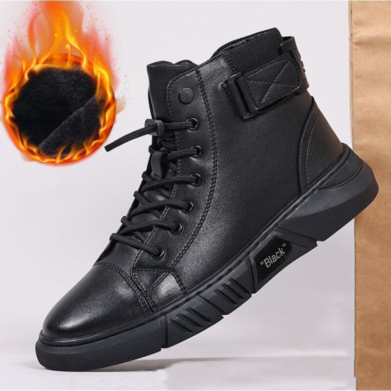 foto del prodotto scarpe antinfortunistiche, stivali alti casual neri da uomo, stivali corti in pelle antiscivolo ammortizzanti eu 42 