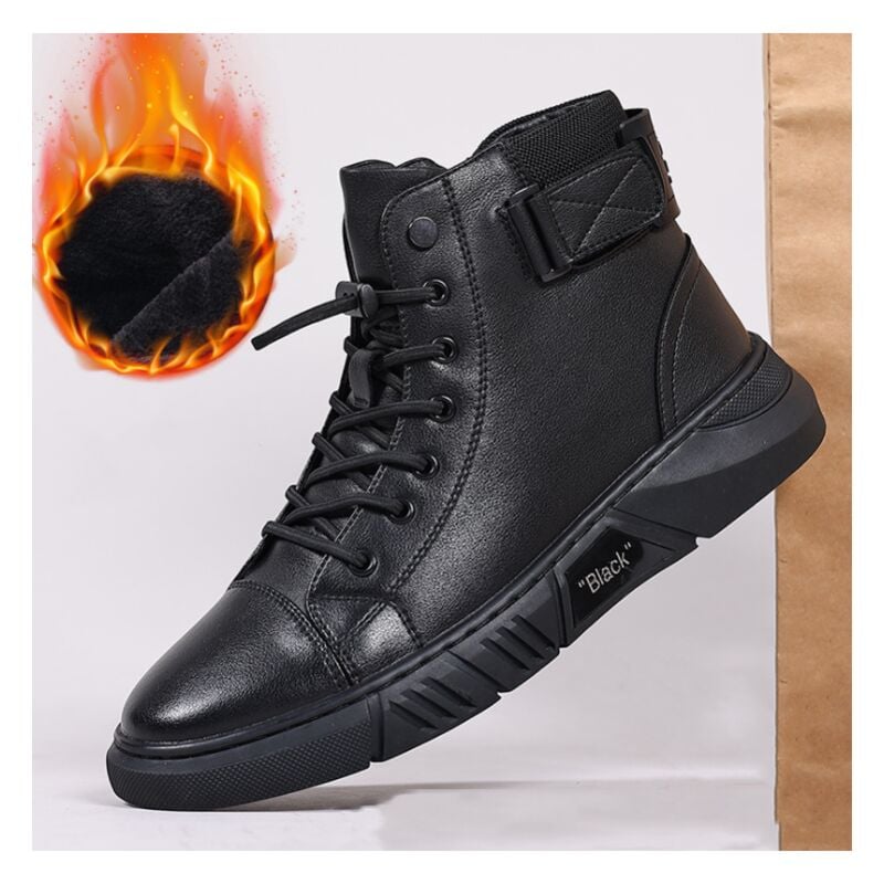 foto del prodotto scarpe antinfortunistiche, stivali alti casual neri da uomo, stivali corti in pelle antiscivolo e ammortizzanti eu 38 