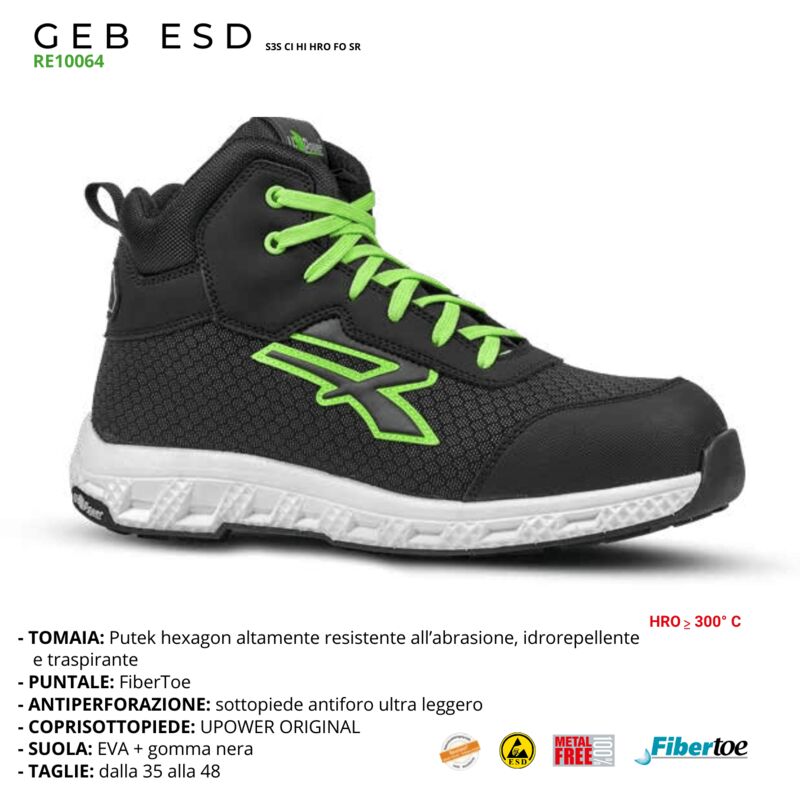 foto del prodotto scarpe antinfortunistiche upower red ego jeb s3s nero verde 41