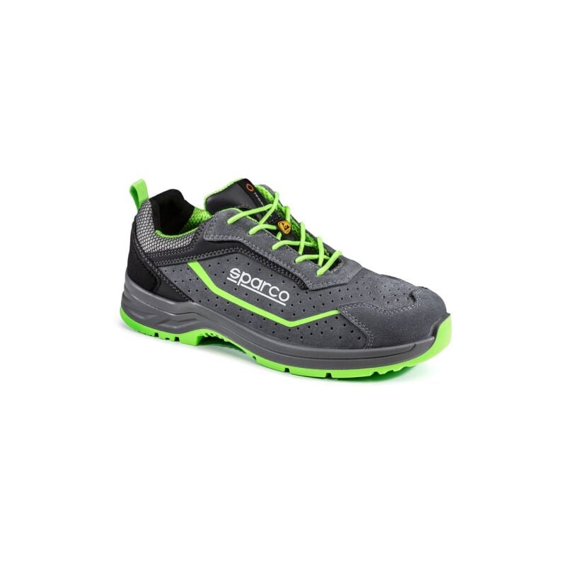 foto del prodotto scarpe da lavoro antinfortunistiche calzature di sicurezza indy felix s1ps n.42 grigio verde fluo in pelle scamosciata traforata e rinforzi in