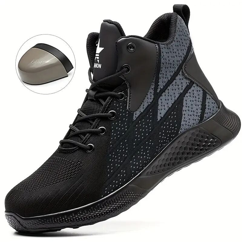 foto del prodotto scarpe da lavoro antinfortunistiche con punta in acciaio per uomo donna sneakers alte industriali leggere e traspiranti a prova di foratura,black 41