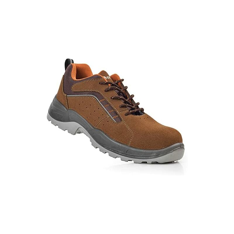 foto del prodotto scarpe di sicurezza lusitania microfibra crosta pelle marrone s1p metalfree src taglia 39 anibal
