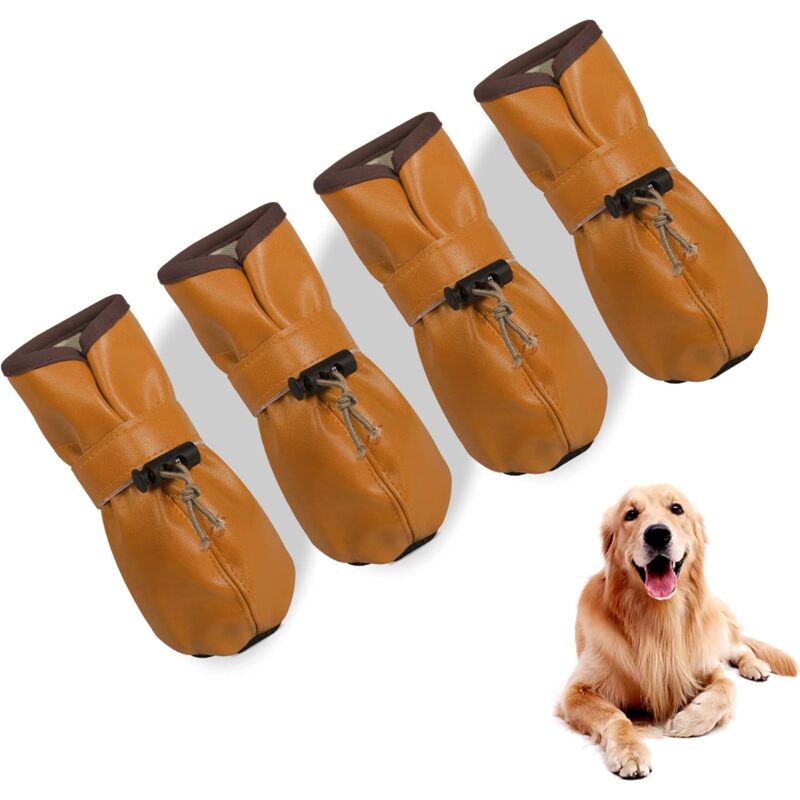 foto del prodotto scarpe per cani di grandi dimensioni facili da indossare stivali in pelle di pecora antiscivolo