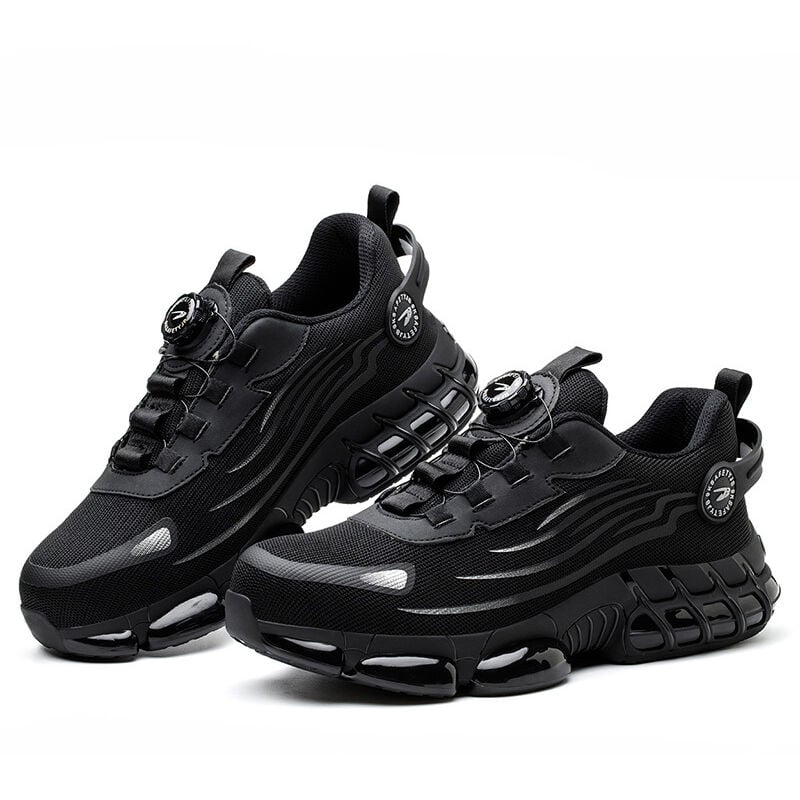 foto del prodotto scarpe protettive antiperforazione da uomo di grandi dimensioni con punta in acciaio e fibbia girevole, comode scarpe da ginnastica antiscivolo,