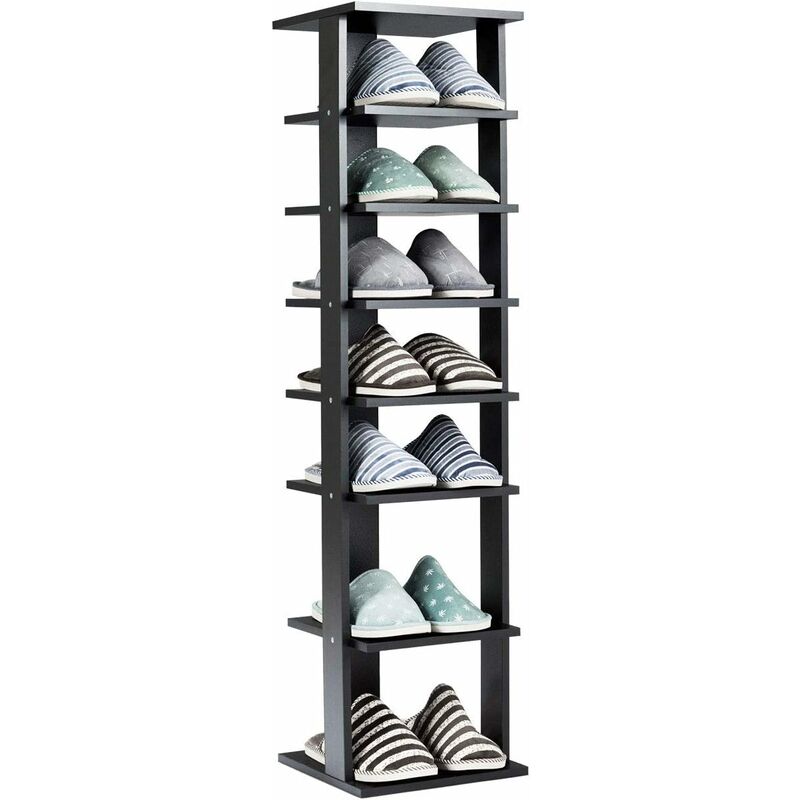 foto del prodotto scarperia a torre con 7 ripiani, scaffale verticale porta scarpe e stivaletti, design sottile salvaspazio e spostatile, scarperia moderna per