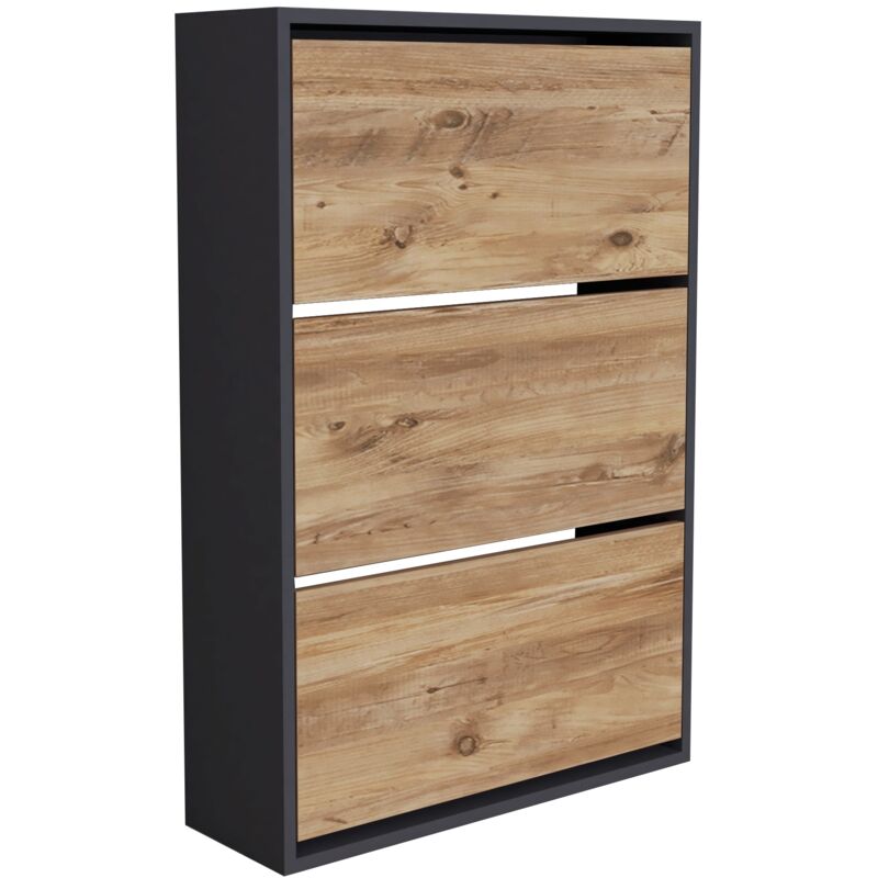 foto del prodotto scarpiera 110 x 74 x 24 cm effetto rovere antracite 030007616