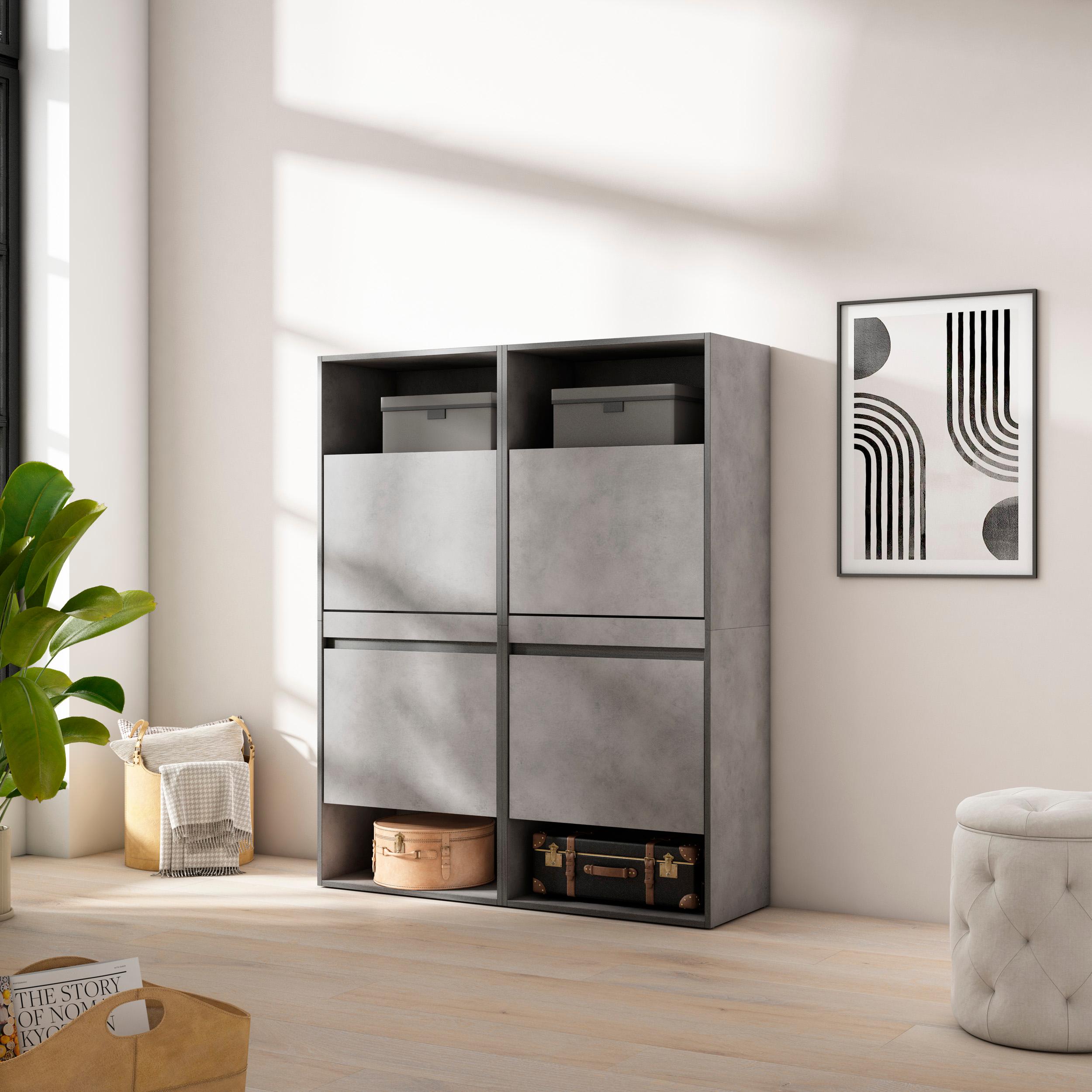 foto del prodotto scarpiera, 120x35x145cm, camera da letto, armadio, grigio cemento rf3522