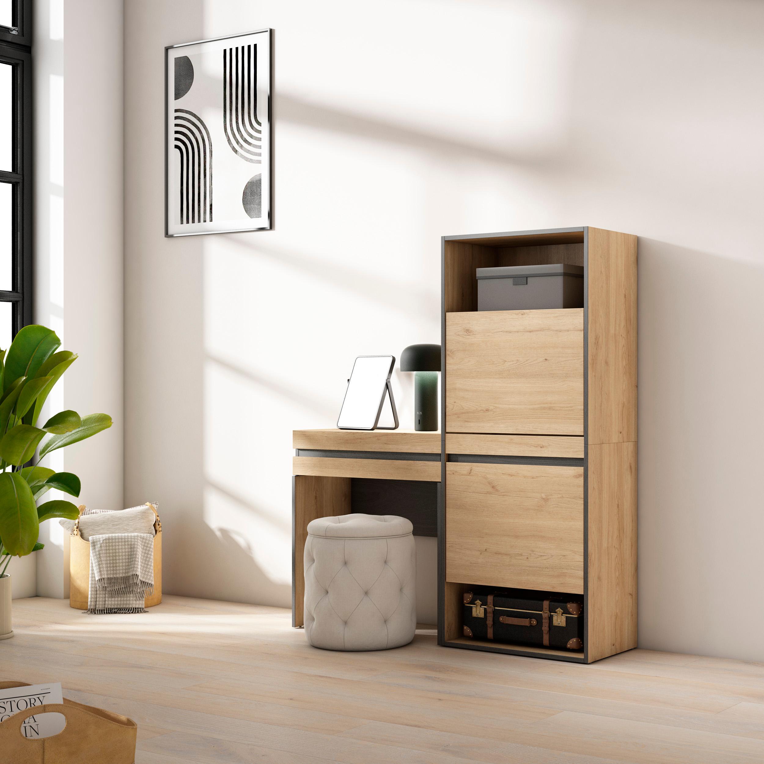foto del prodotto scarpiera, 130x35x145cm, camera da letto, tavolo da toeletta, colore rovere rf3535