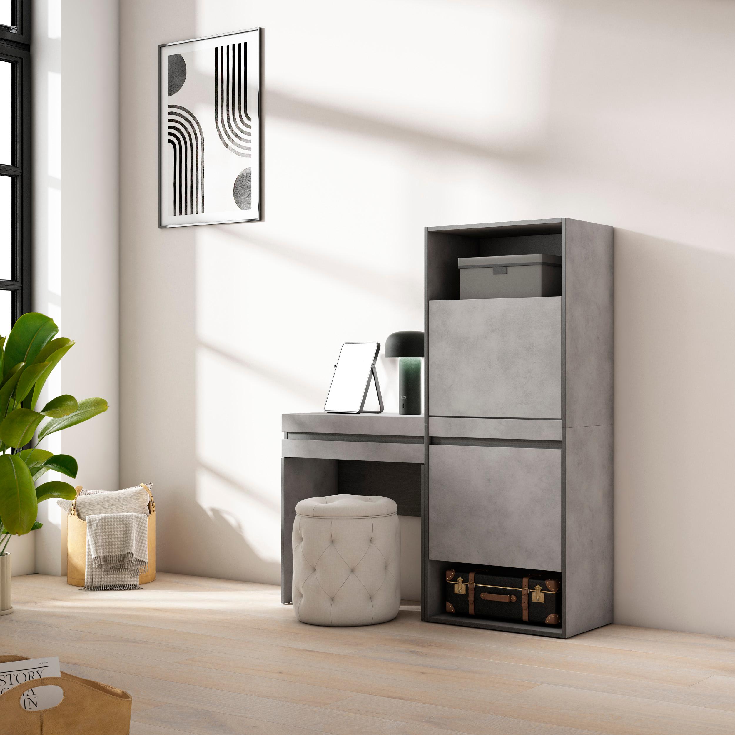 foto del prodotto scarpiera, 130x35x145cm, camera da letto, tavolo da toeletta, grigio cemento rf3517