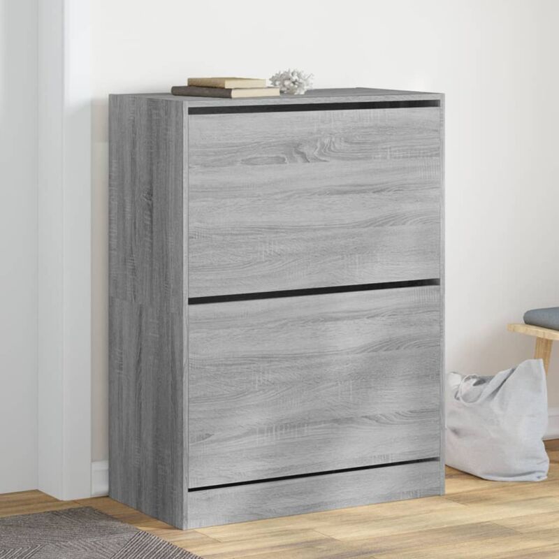 foto del prodotto scarpiera 2 cassetti ribaltabili grigio sonoma 80x42x108 cm vidaxl 391038