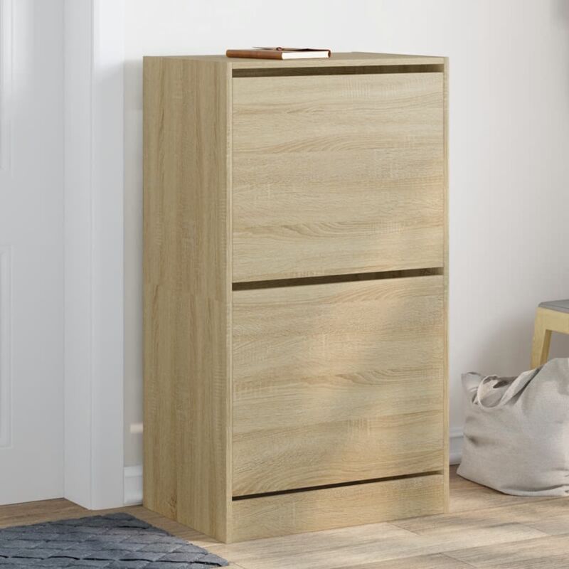 foto del prodotto scarpiera 2 cassetti ribaltabili rovere sonoma 60x42x108 cm vidaxl