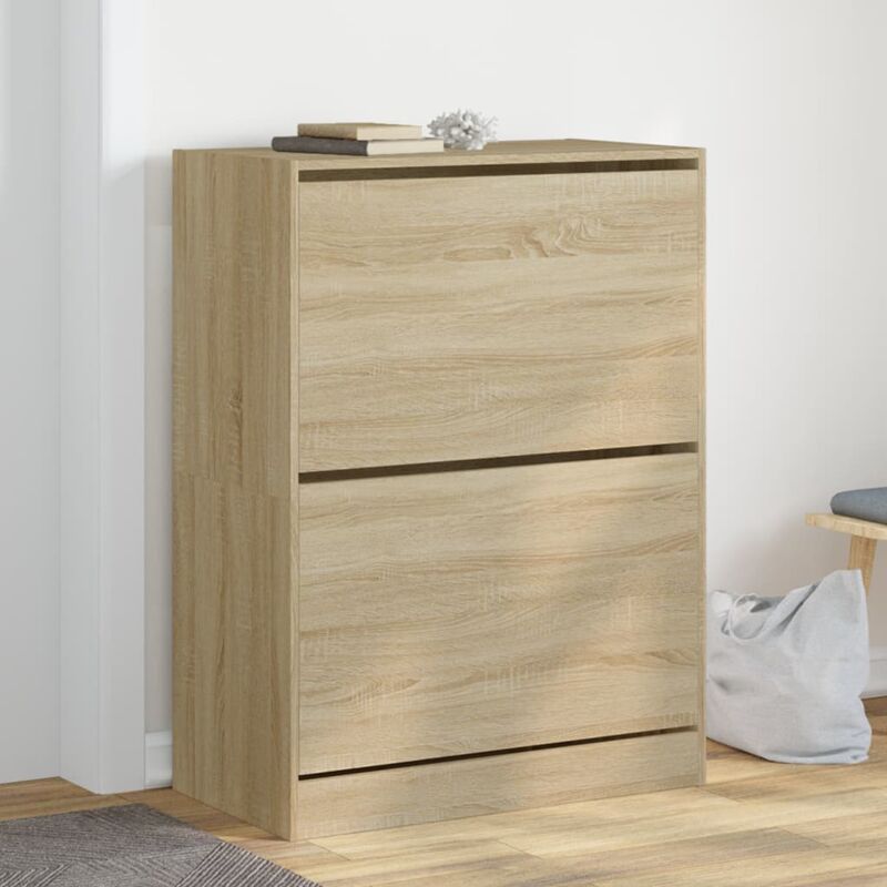 foto del prodotto scarpiera 2 cassetti ribaltabili rovere sonoma 80x42x108 cm vidaxl