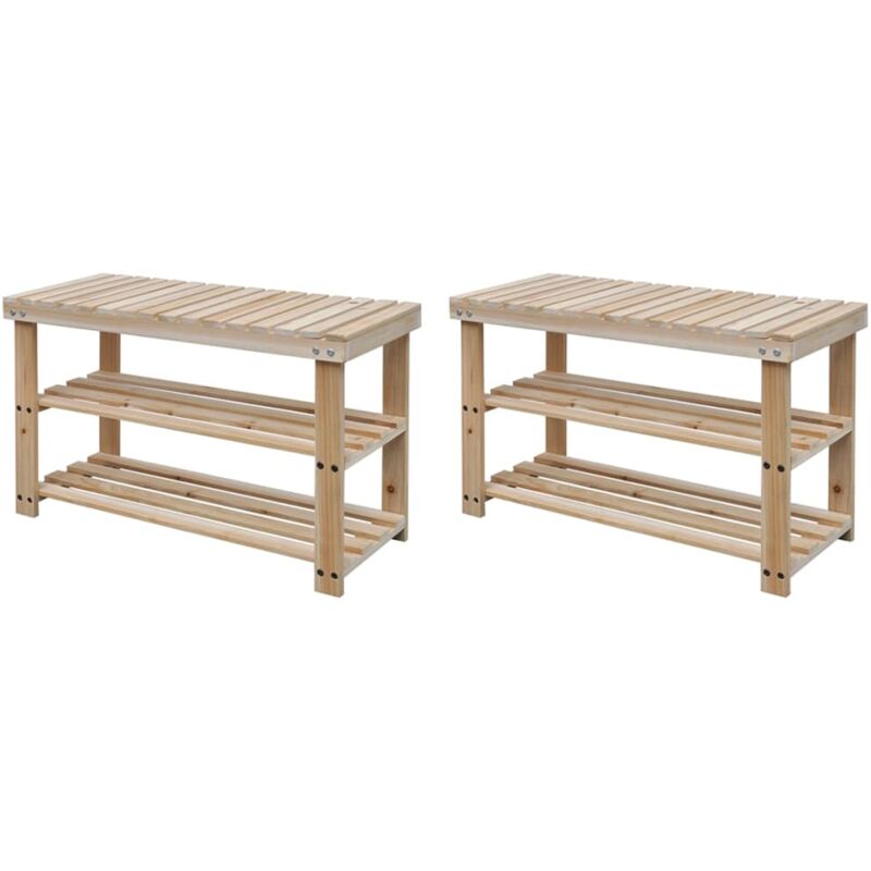 foto del prodotto scarpiera 2 in 1 con piano d appoggio 2 pz in legno massello vidaxl 194778
