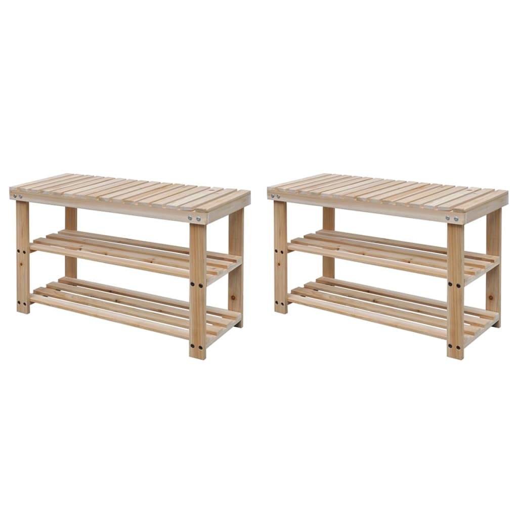 foto del prodotto scarpiera 2 in 1 con piano d appoggio 2 pz in legno massello vidaxl