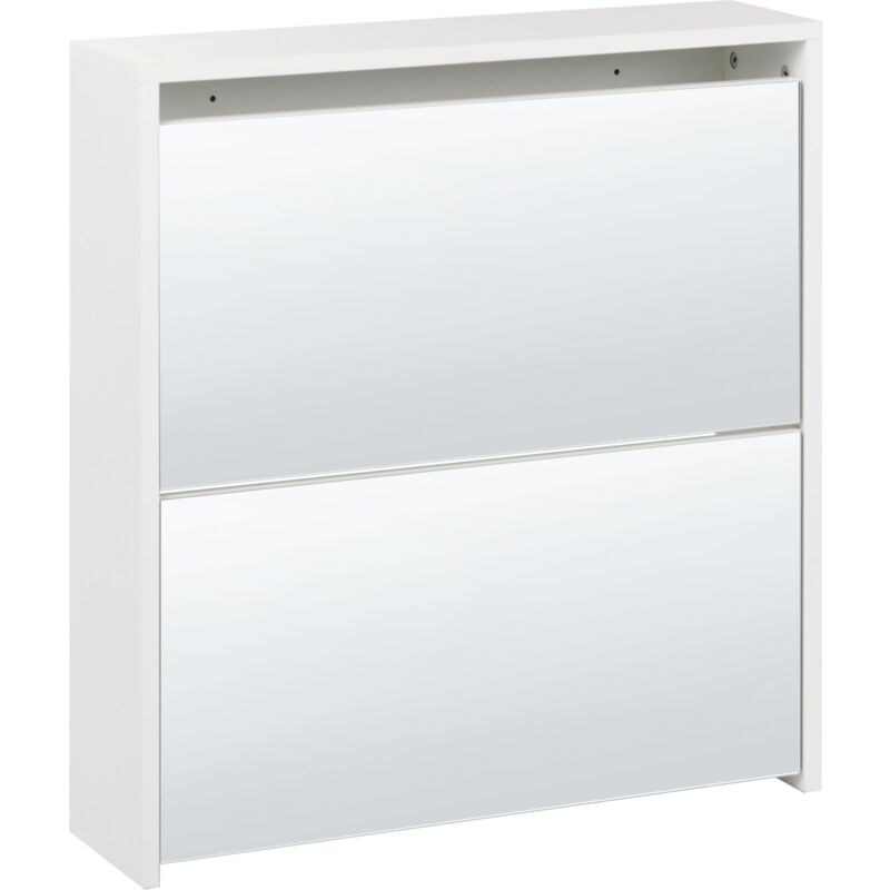 foto del prodotto scarpiera 2 scomparti con telaio in mdf e specchi bianco midfield