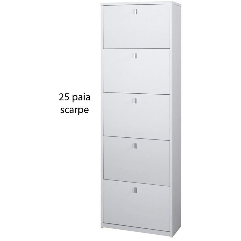 foto del prodotto scarpiera 25 paia 5 ante a ribalta doppia bianco portascarpe salvaspazio slim