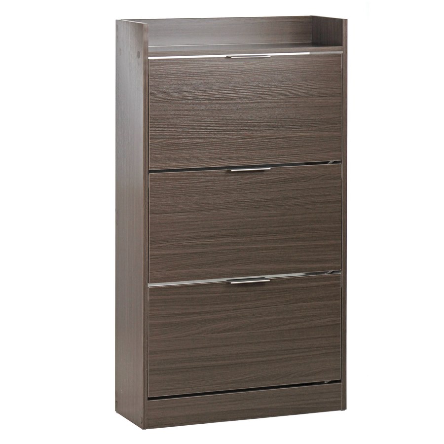 foto del prodotto scarpiera 3 ante 63x115x24 cm in legno melaminico noce