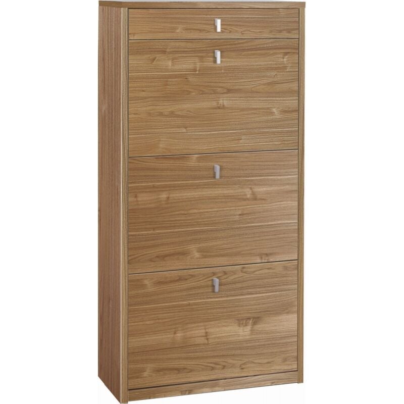 foto del prodotto scarpiera 3 ante e 1 cassetto 63l x 29p x h127 finitura legno noce stelvio sarmog