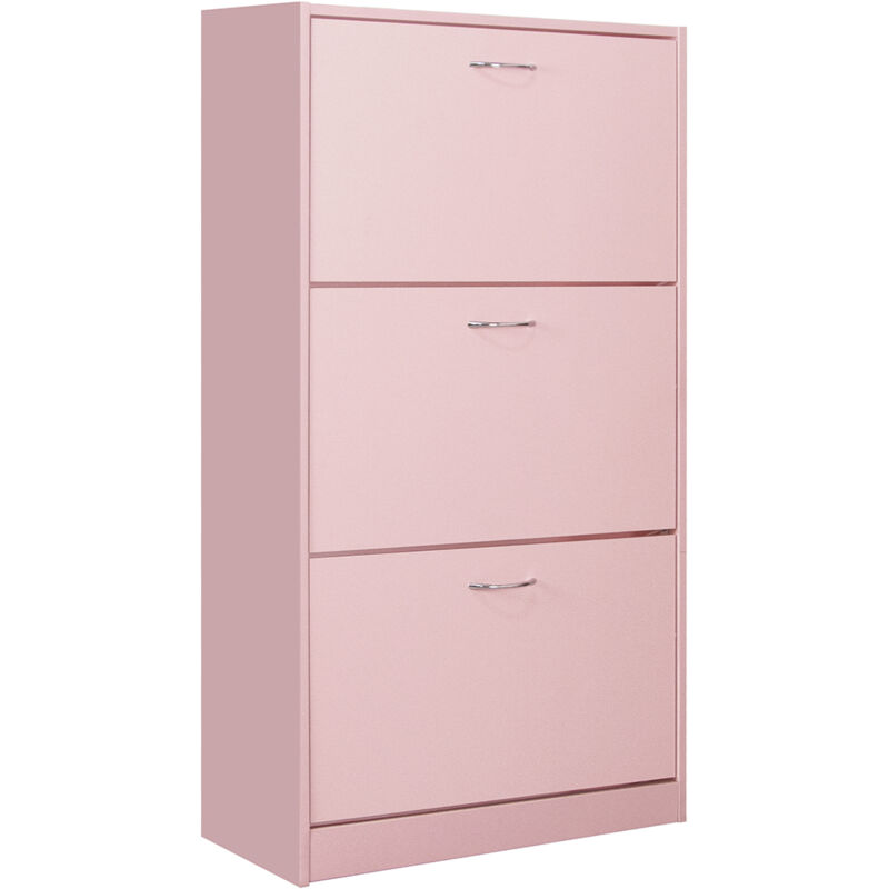 foto del prodotto scarpiera 3 ante ripiani doppia profondit con maniglia colore rosa 63x24x115cm