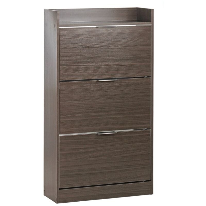 foto del prodotto scarpiera 3 ribalte color noce 63x115 cm maniglie in alluminio