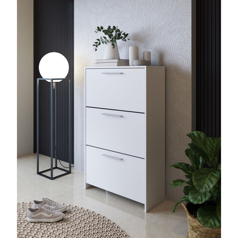 foto del prodotto scarpiera 3 ribalte mod. anja cm 69x28 h. 115 bianca