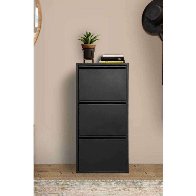 foto del prodotto scarpiera 3 ribalte mod. cabinet cm 50x15 h. 104 metallo nero