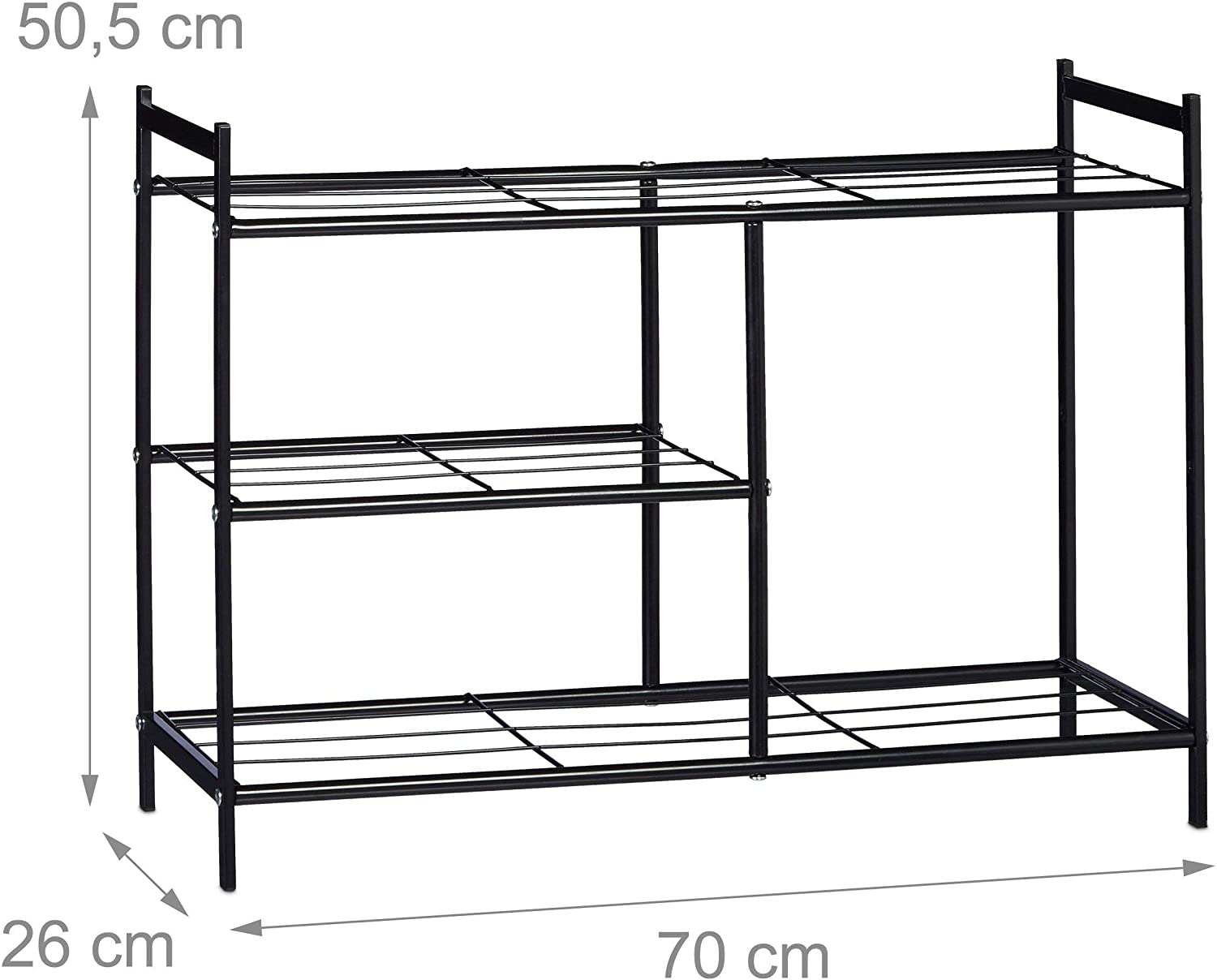 foto del prodotto scarpiera 3 ripiani in metallo portaoggetti per 8 paia con maniglie nere 13 0001640